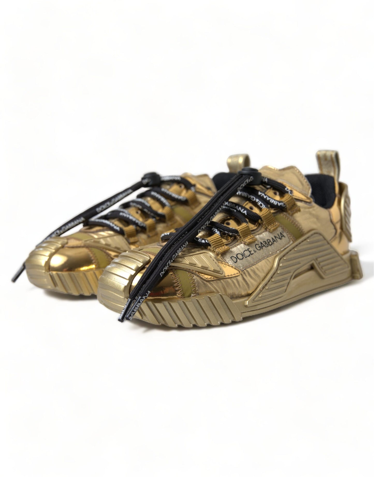 Dolce & Gabbana Glänzende goldfarbene Luxus-Sneakers