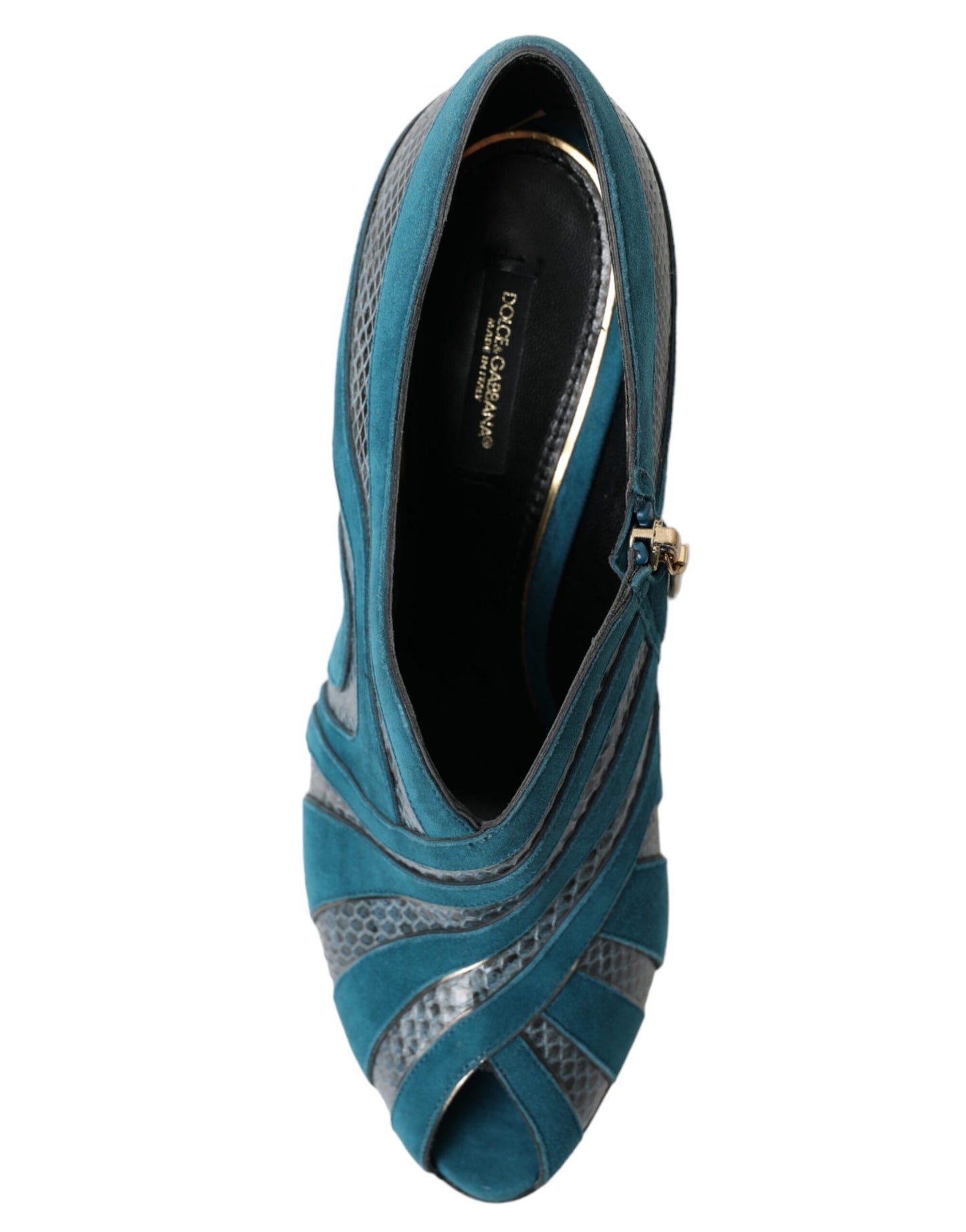 Dolce & Gabbana Teal Wildleder Peep Toe Heels Pumps