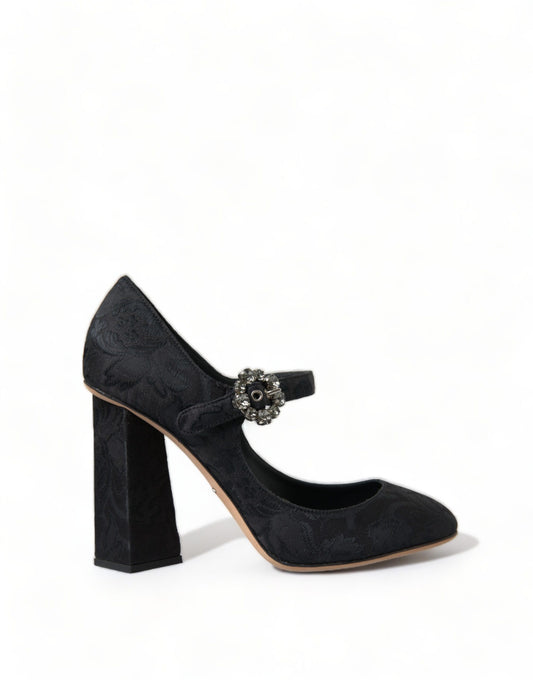 Dolce & Gabbana Schicke schwarze Brokat Mary Janes Pumps