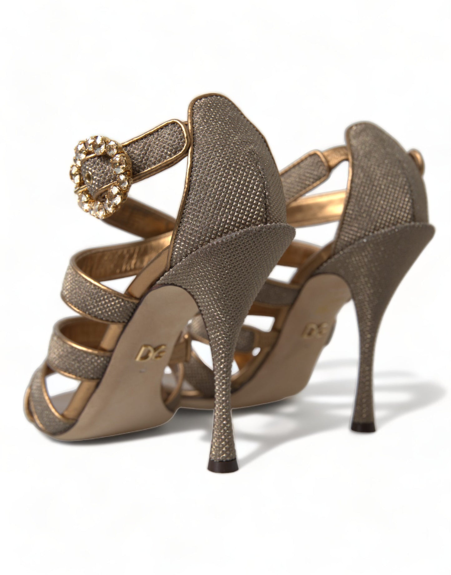 Dolce & Gabbana Bronze Kristall Stiletto Heels Sandalen