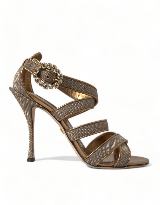 Dolce & Gabbana Bronze Kristall Stiletto Heels Sandalen