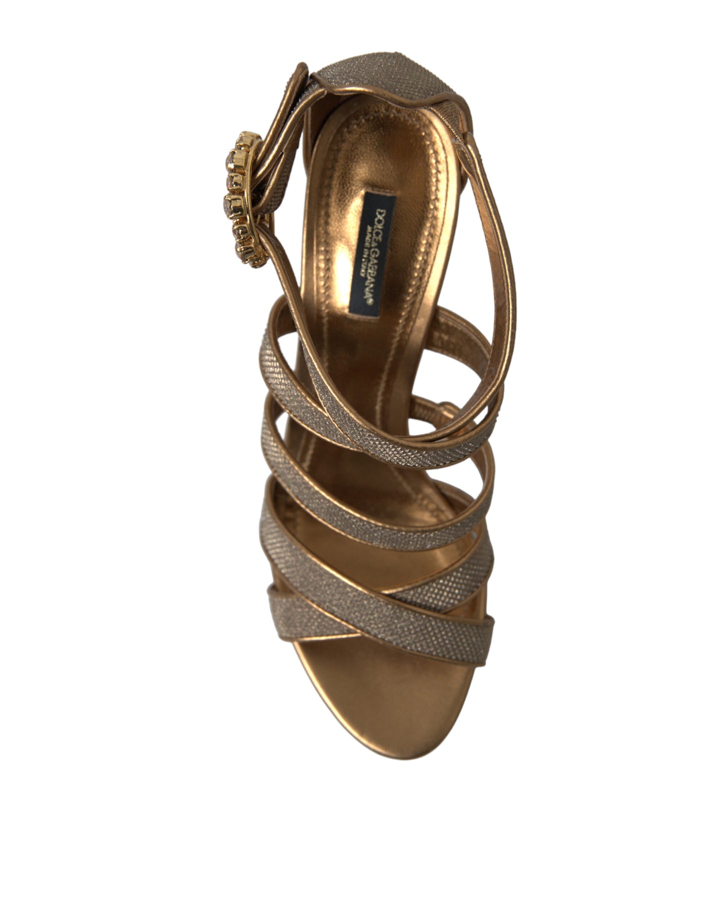 Dolce & Gabbana Bronze Kristall Stiletto Heels Sandalen