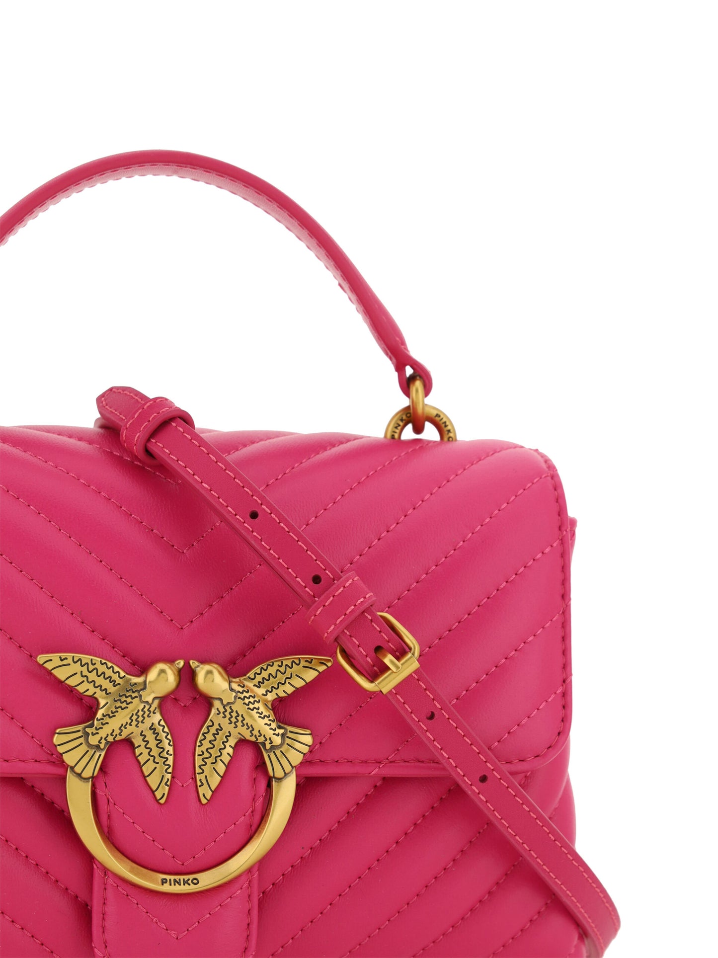 PINKO Schicke rosa gesteppte Minihandtasche aus Leder