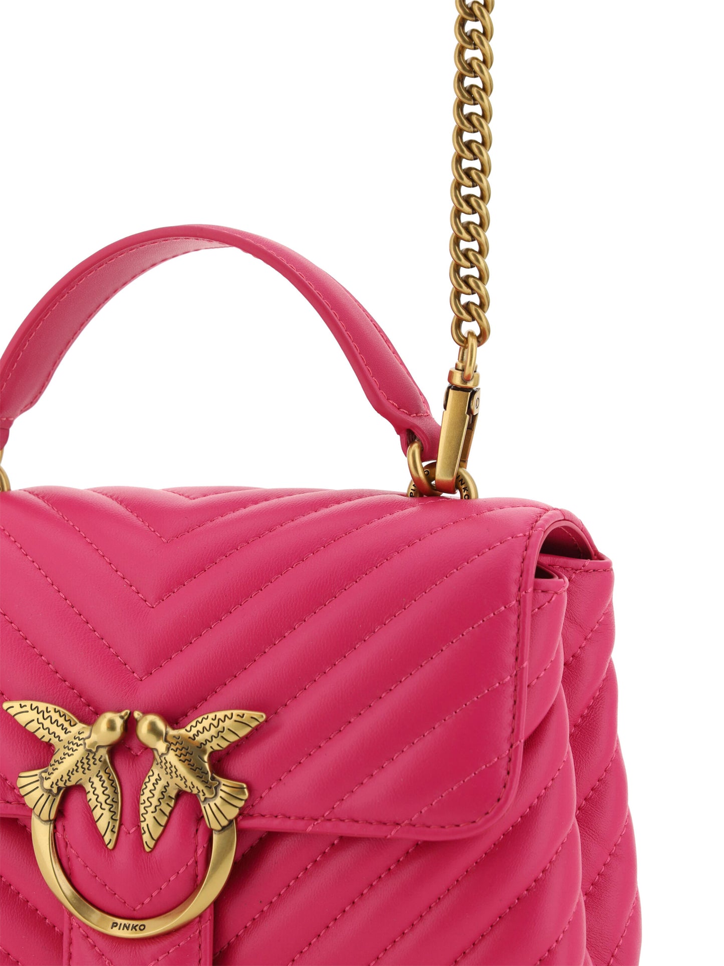 PINKO Schicke rosa gesteppte Minihandtasche aus Leder