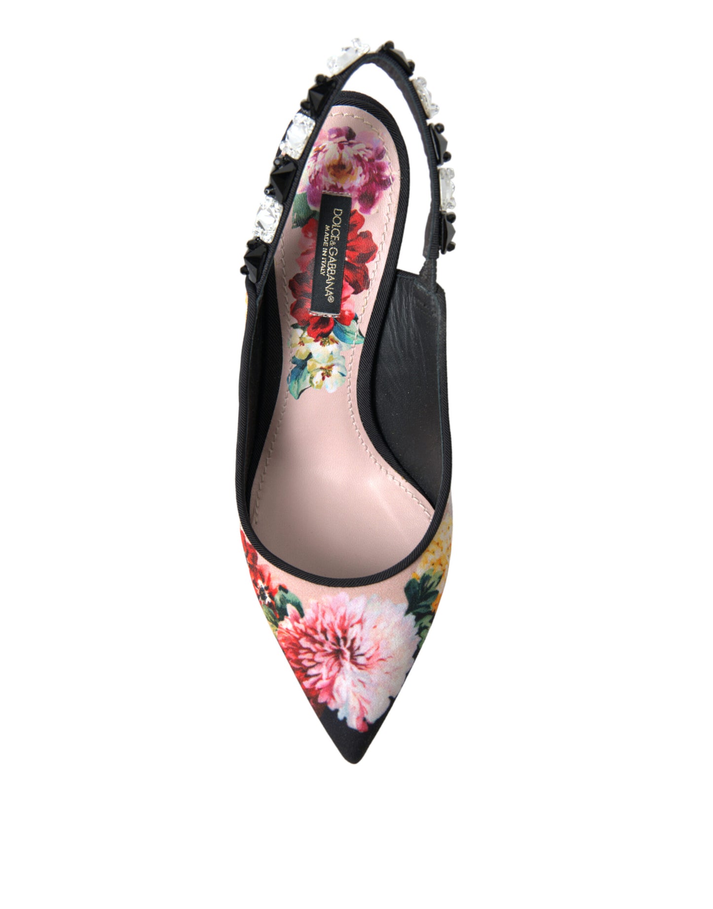 Dolce & Gabbana Florale Slingback Heels mit luxuriösen Kristalldetails