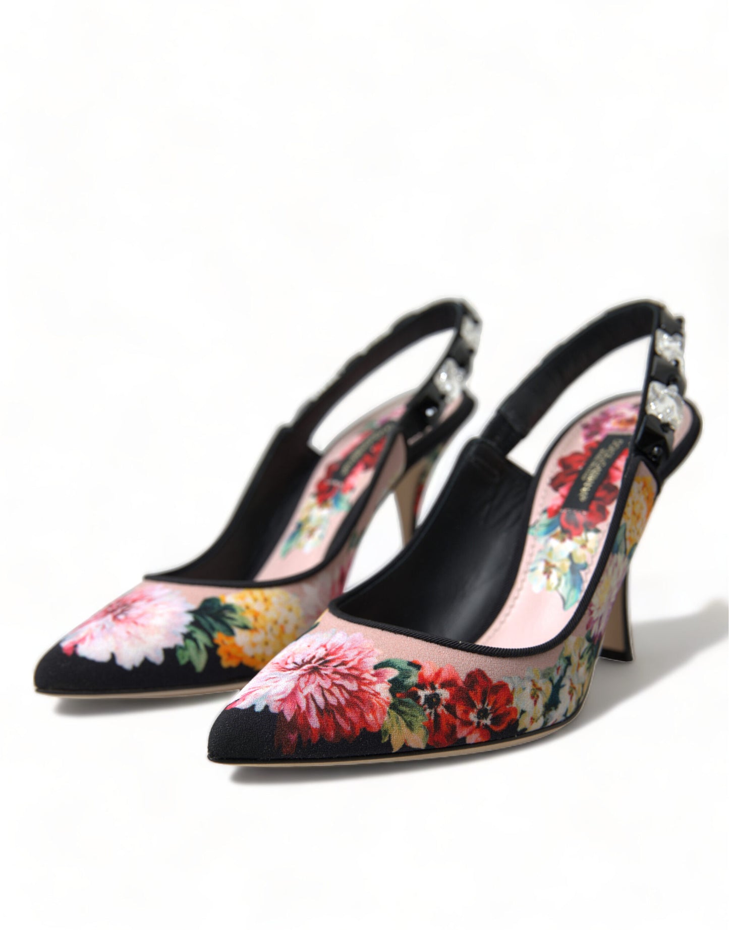 Dolce & Gabbana Florale Slingback Heels mit luxuriösen Kristalldetails