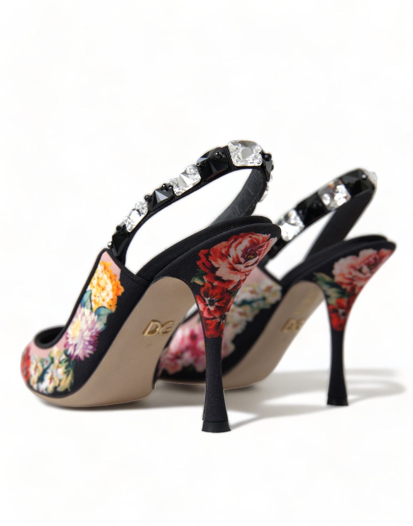 Dolce & Gabbana Florale Slingback Heels mit luxuriösen Kristalldetails