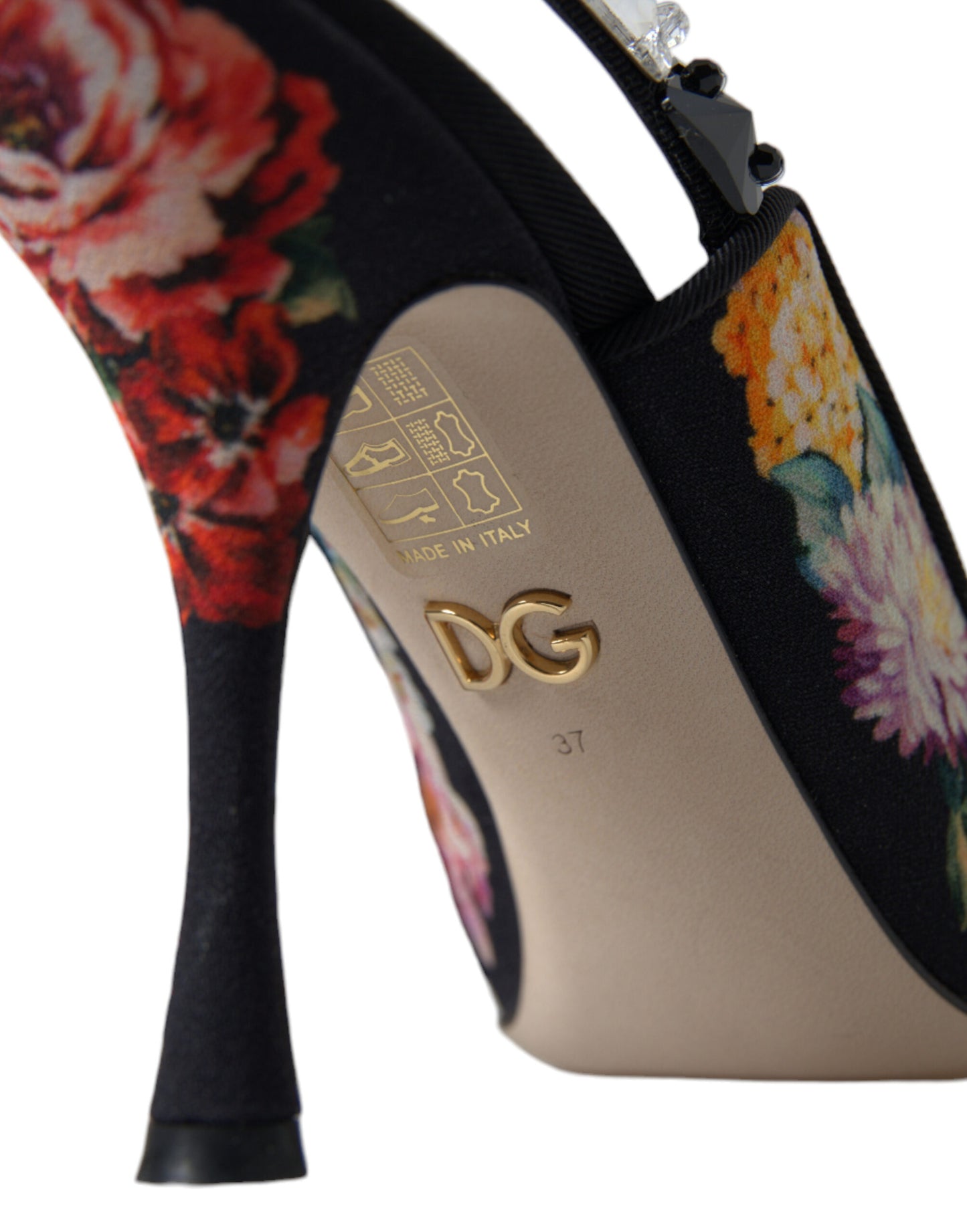 Dolce & Gabbana Florale Slingback Heels mit luxuriösen Kristalldetails