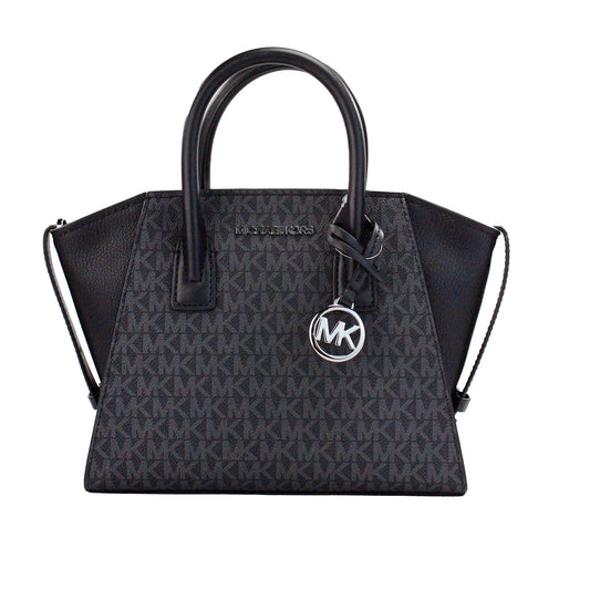 Michael Kors Avril Kleine schwarze PVC-Ledertasche mit Reißverschluss Umhängetasche Handtasche