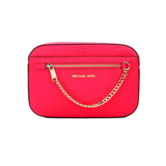 Michael Kors Jet Set East West Electric Pink Leder Zip Kette Crossbody Tasche