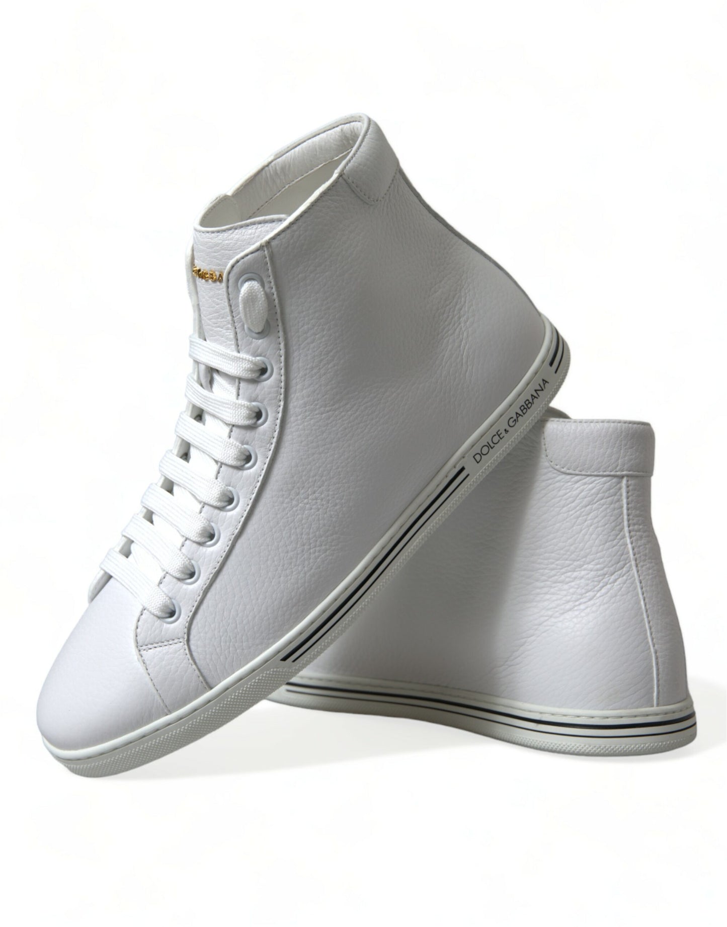 Dolce & Gabbana Elegante weiße Leder-High-Top-Sneakers