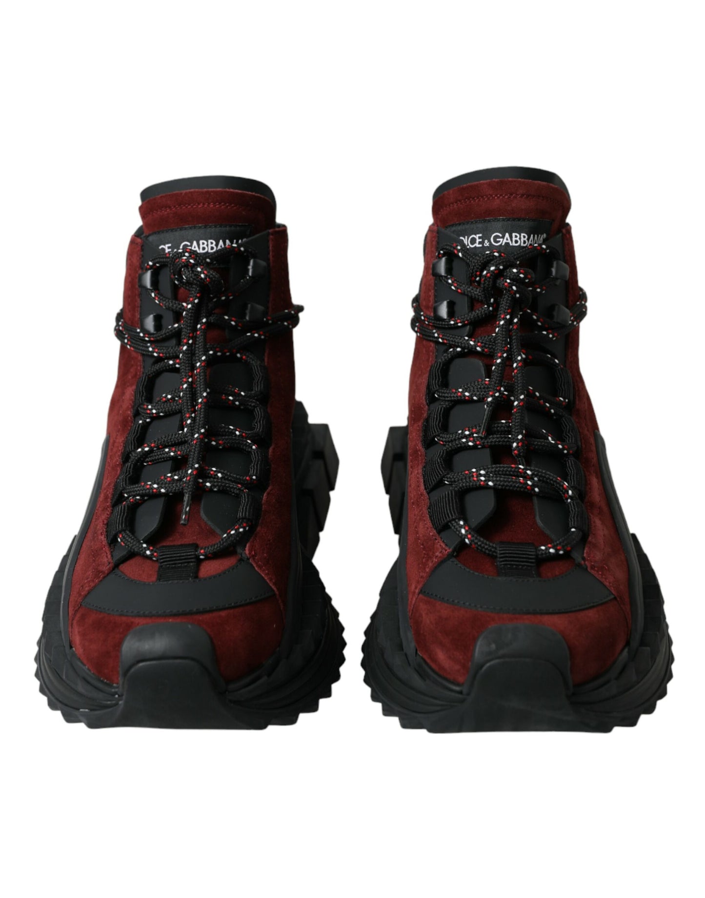 Dolce & Gabbana Burgunderfarbene Leder-High-Top-Sneakers