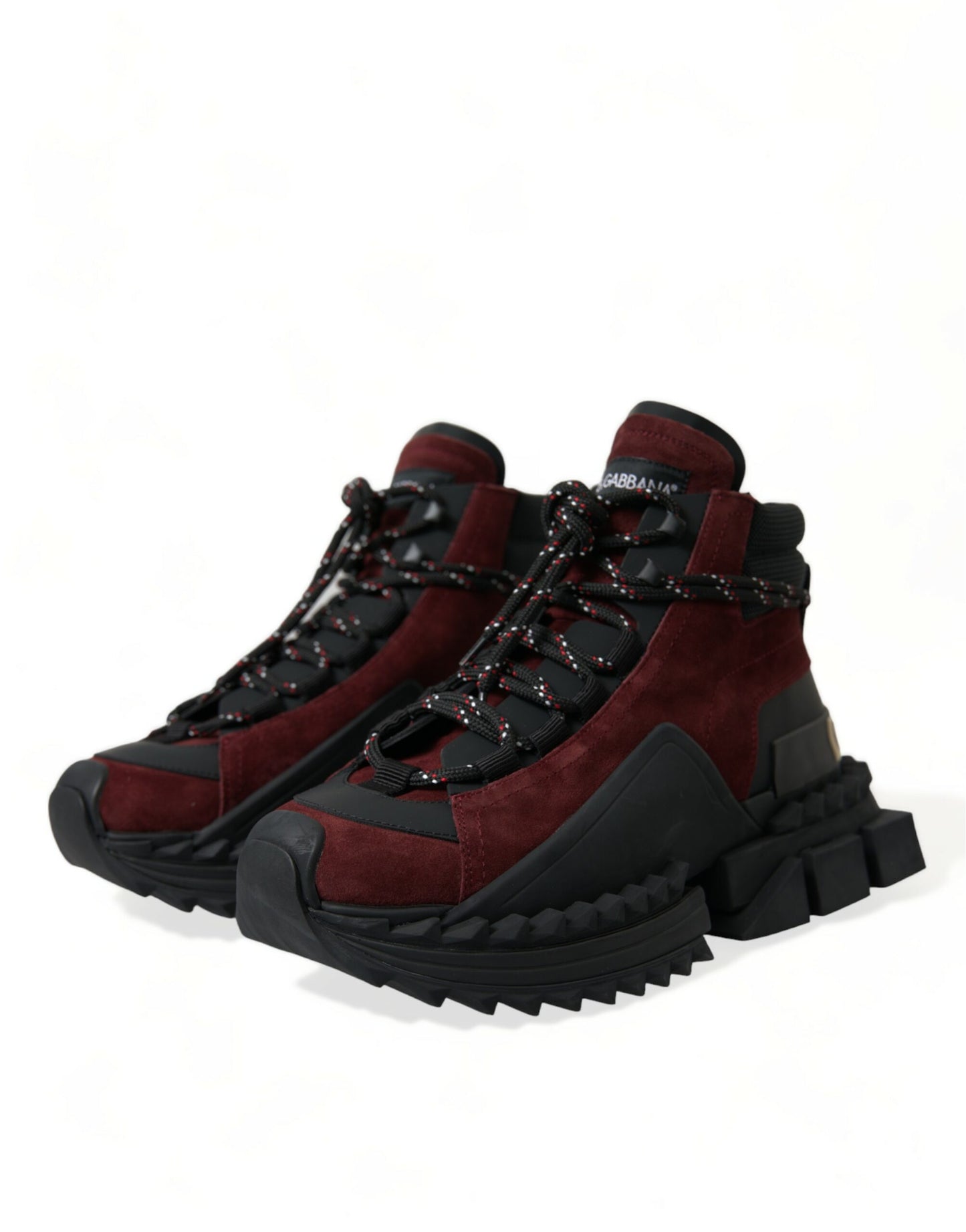 Dolce & Gabbana Burgunderfarbene Leder-High-Top-Sneakers