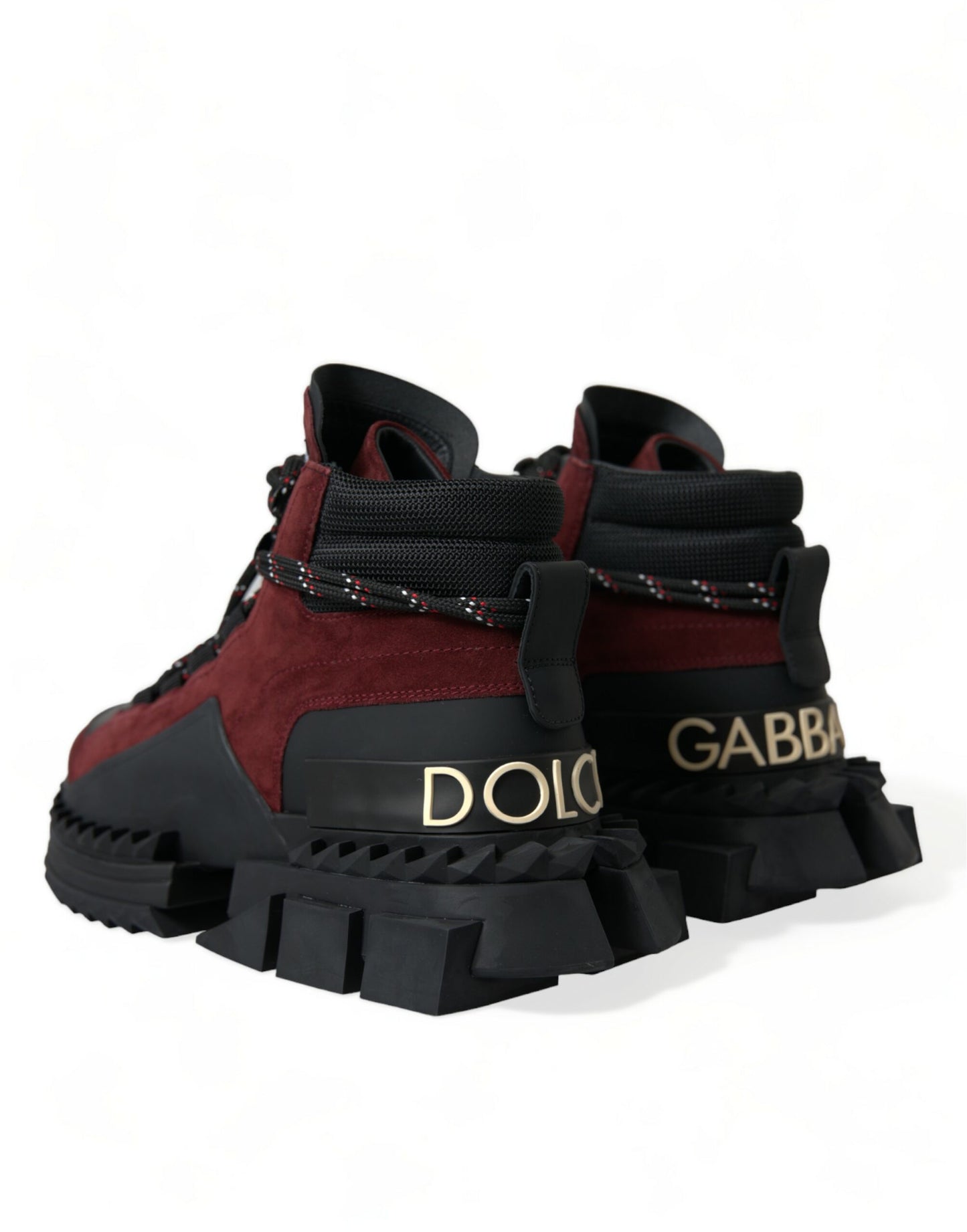 Dolce & Gabbana Burgunderfarbene Leder-High-Top-Sneakers