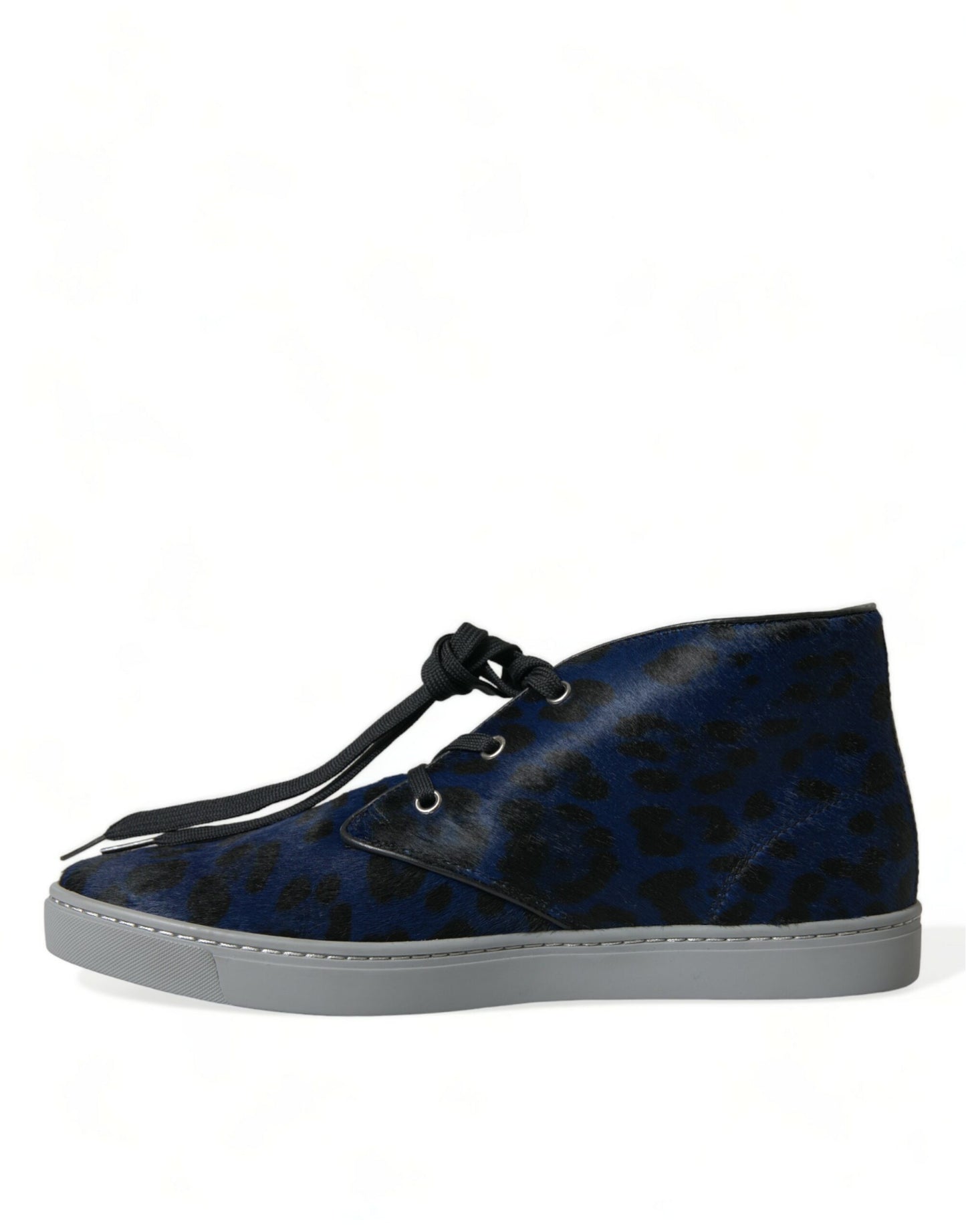 Dolce & Gabbana Schicke blaue Mid-Top-Sneakers mit Leopardenmuster