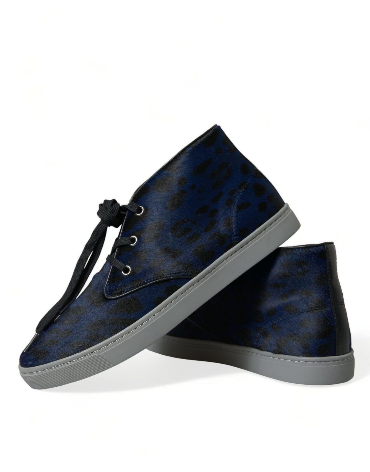 Dolce & Gabbana Schicke blaue Mid-Top-Sneakers mit Leopardenmuster