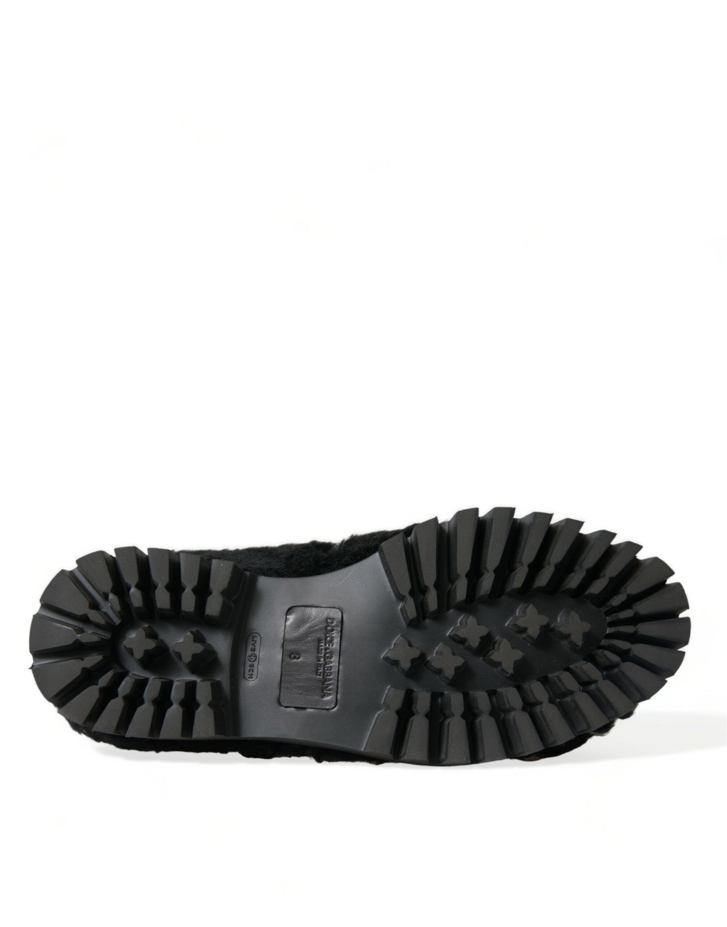 Dolce & Gabbana Elegante Schwarze Pelz Slipper für Männer