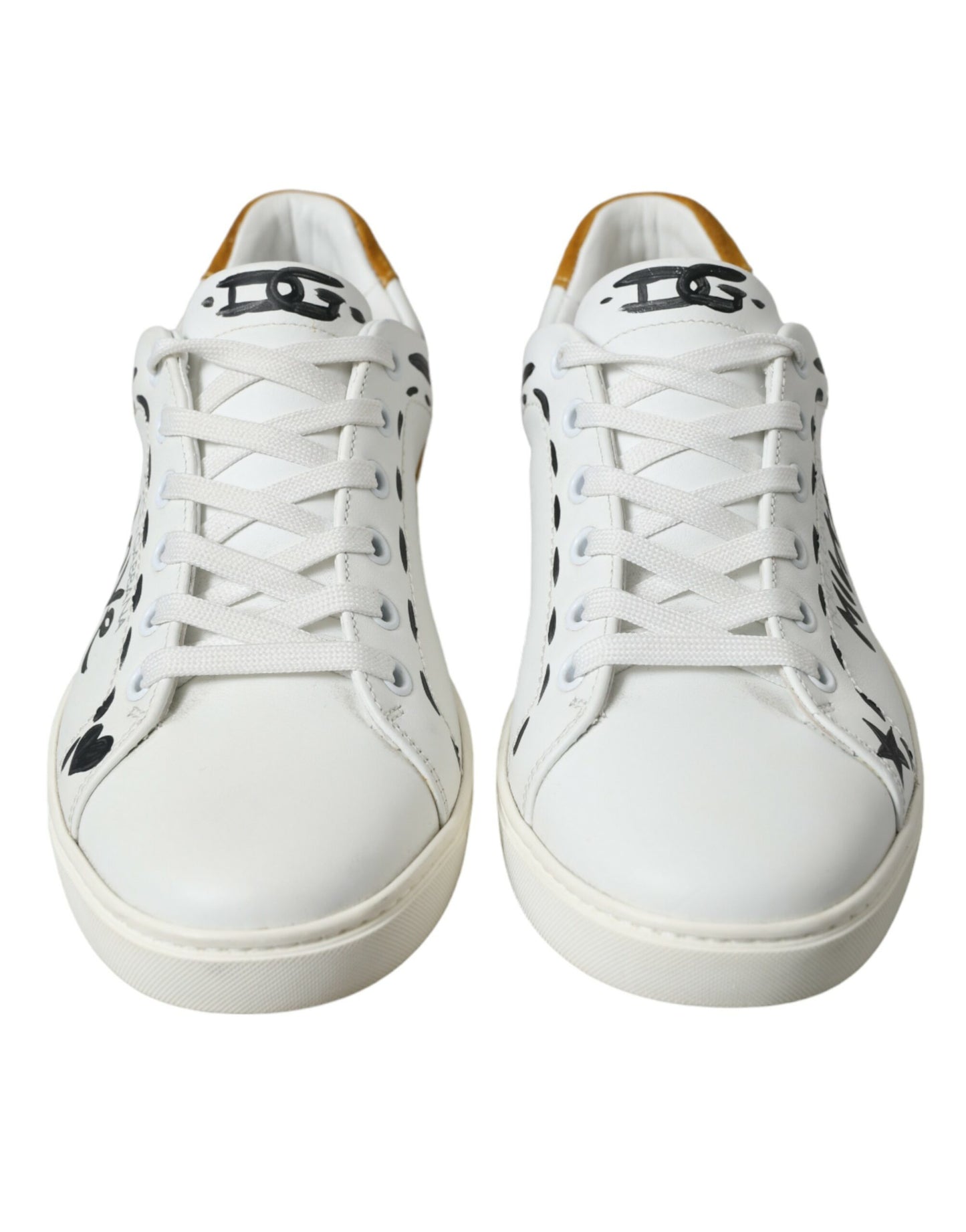 Dolce & Gabbana Glatte weiße Low-Top-Ledersneakers