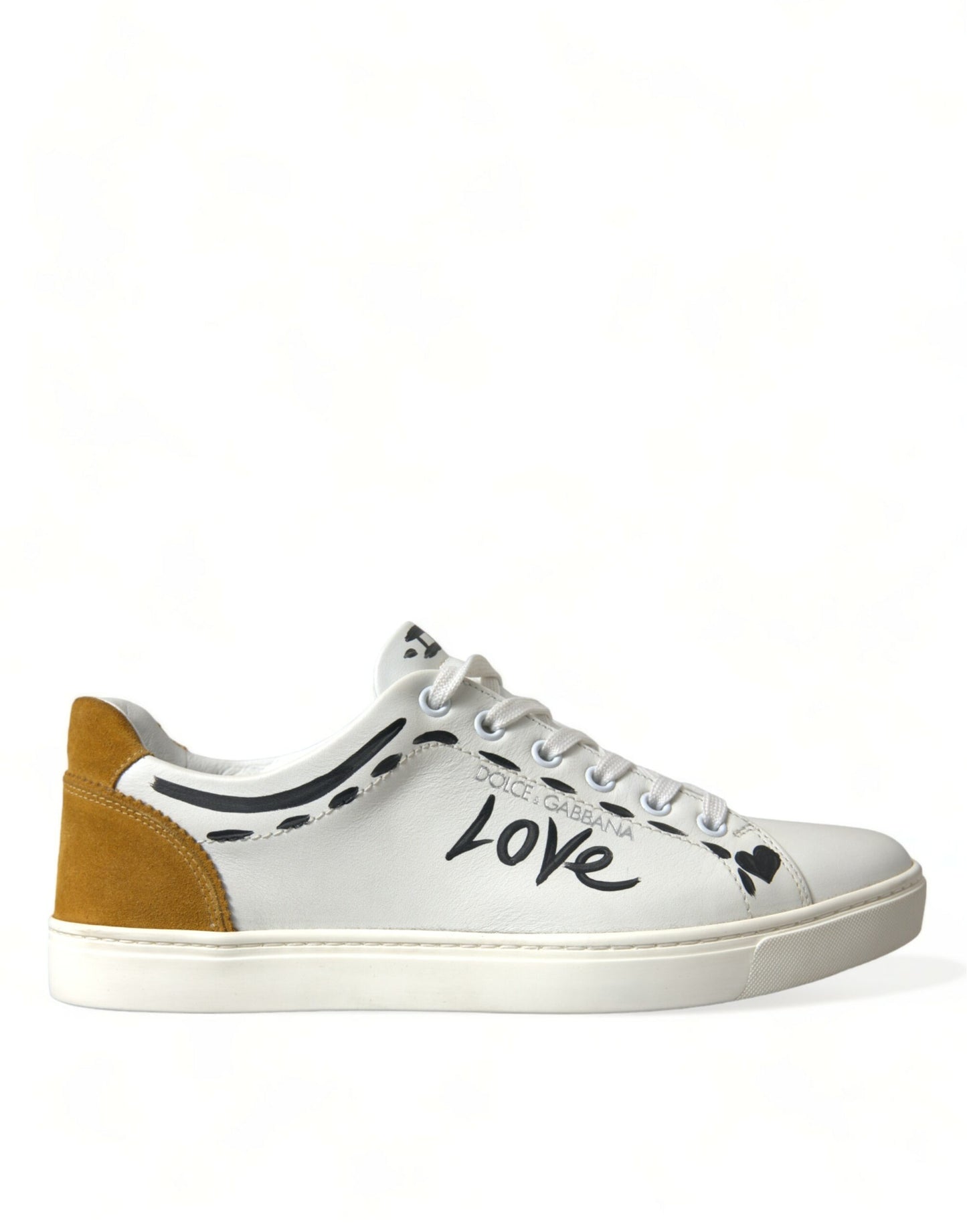 Dolce & Gabbana Glatte weiße Low-Top-Ledersneakers