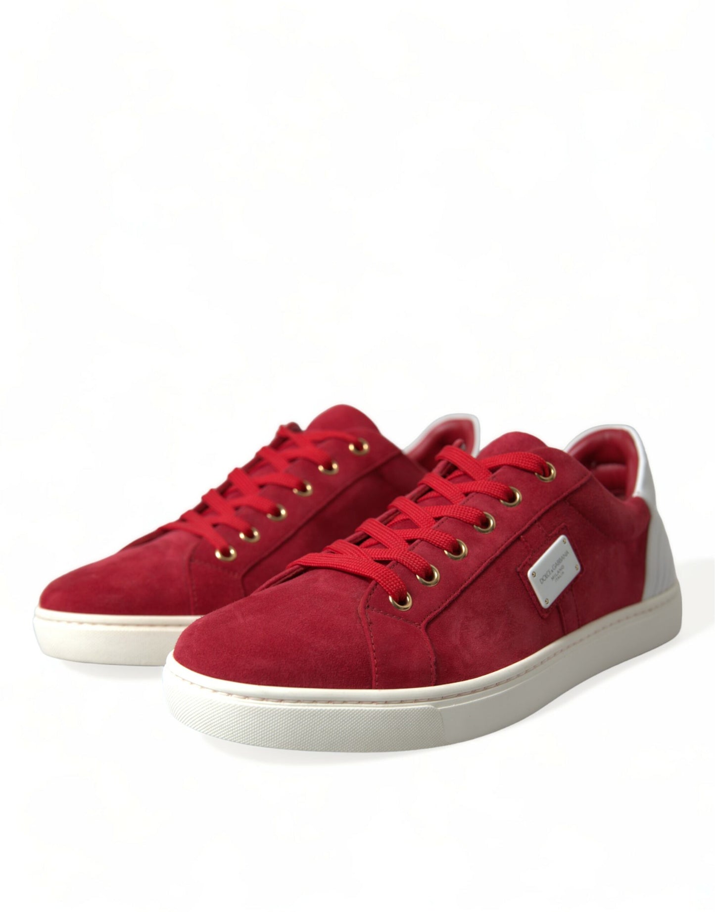 Dolce & Gabbana Elegante rot-weiße Low-Top-Sneakers