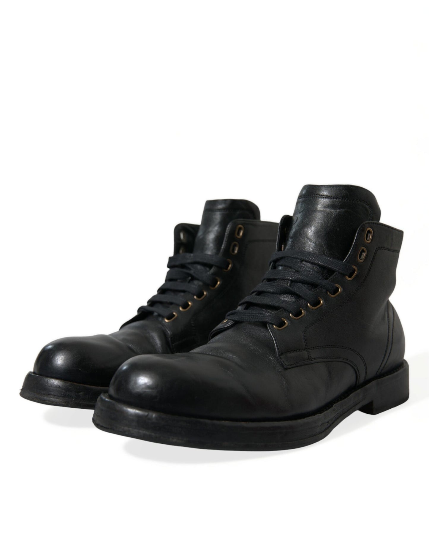 Dolce & Gabbana Elegante Stiefelette aus schwarzem Pferdeleder