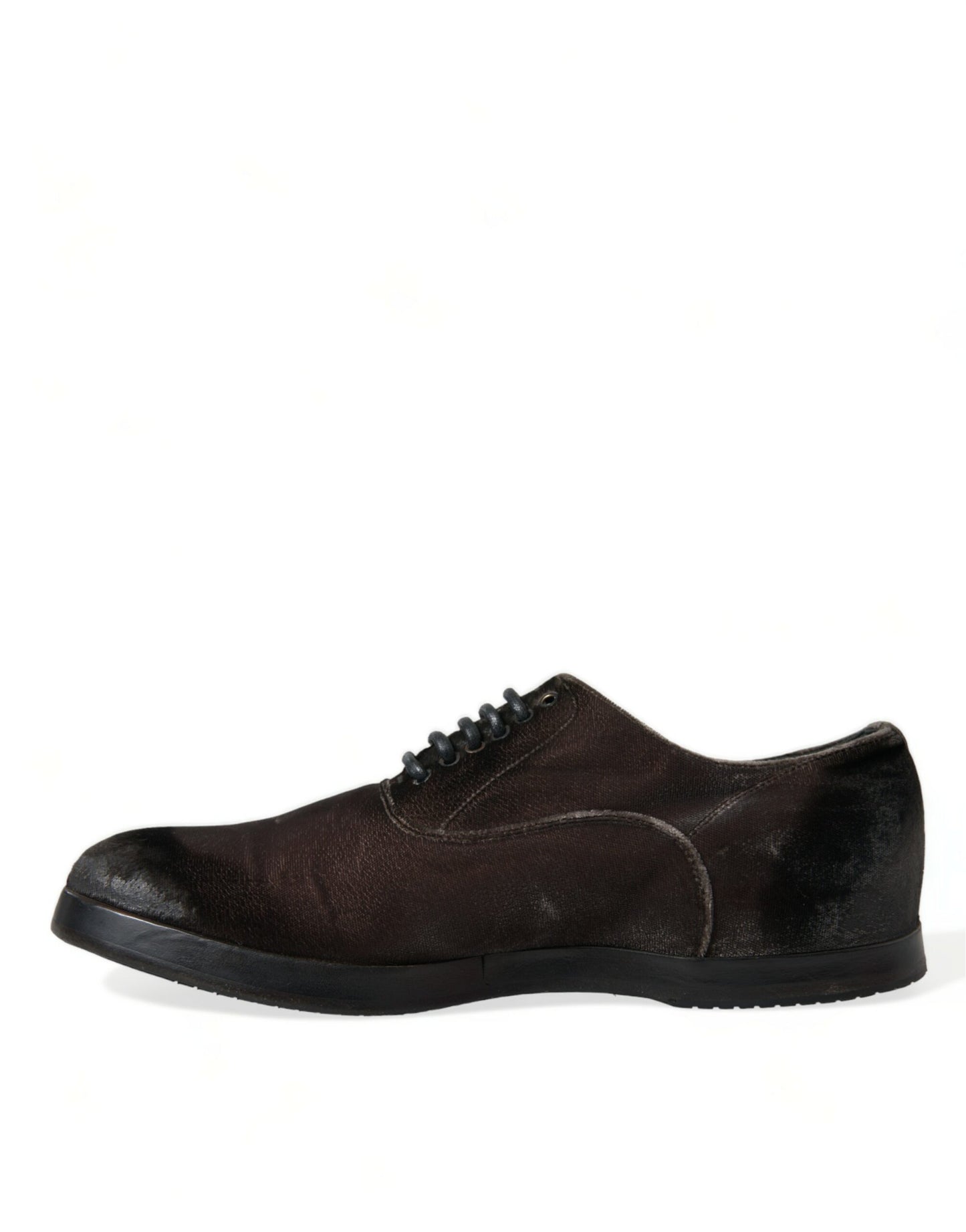 Dolce & Gabbana Elegante braune Samt-Oxford-Schnürschuhe