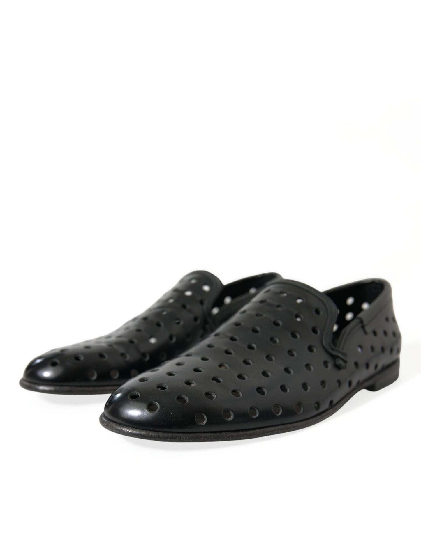 Dolce & Gabbana Elegante Loafers aus schwarzem Leder mit Perforation