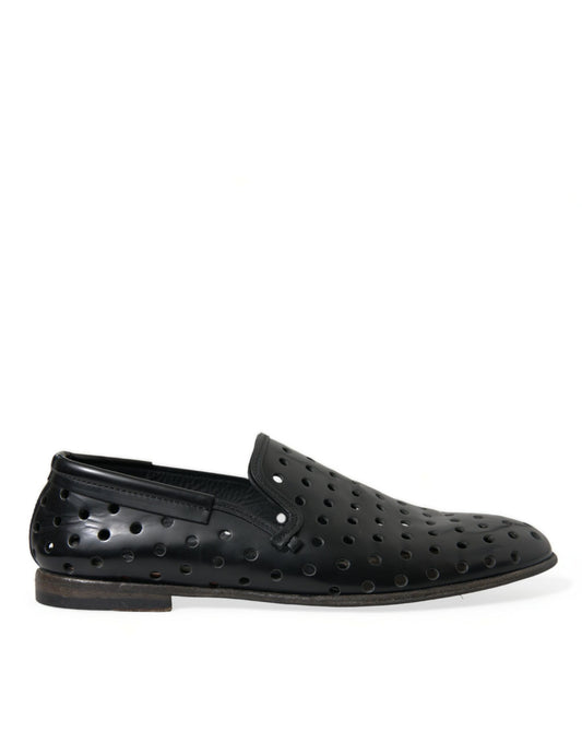 Dolce & Gabbana Elegante Loafers aus schwarzem Leder mit Perforation