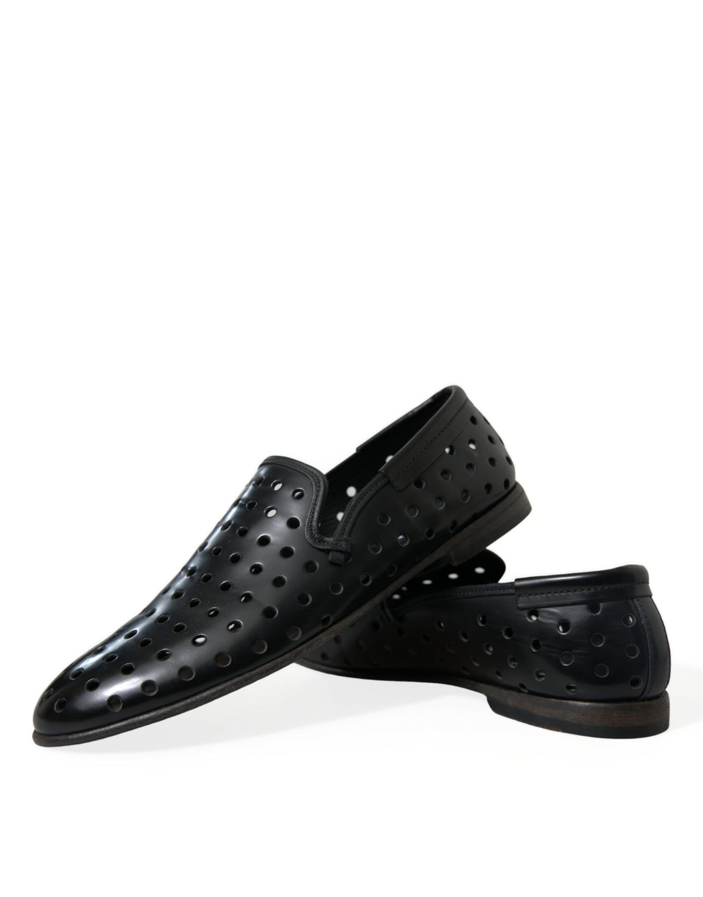 Dolce & Gabbana Elegante Loafers aus schwarzem Leder mit Perforation