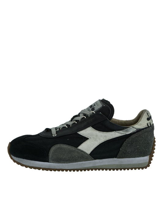 Diadora Schwarze und graue Equipe H Dirty Stone Wash Evo Turnschuhe