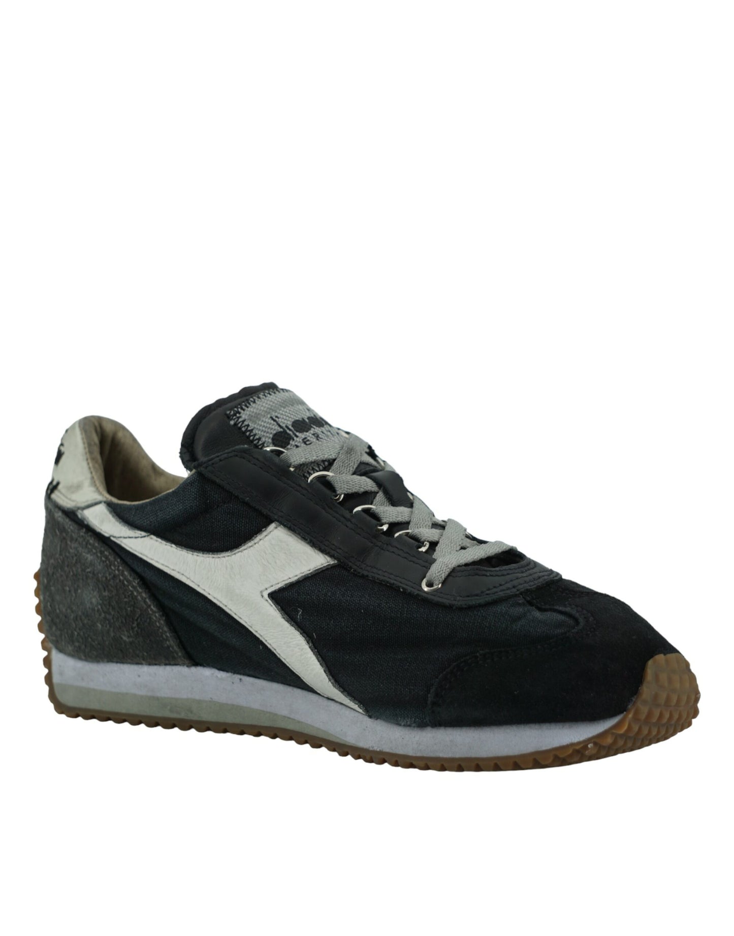 Diadora Schwarze und graue Equipe H Dirty Stone Wash Evo Turnschuhe