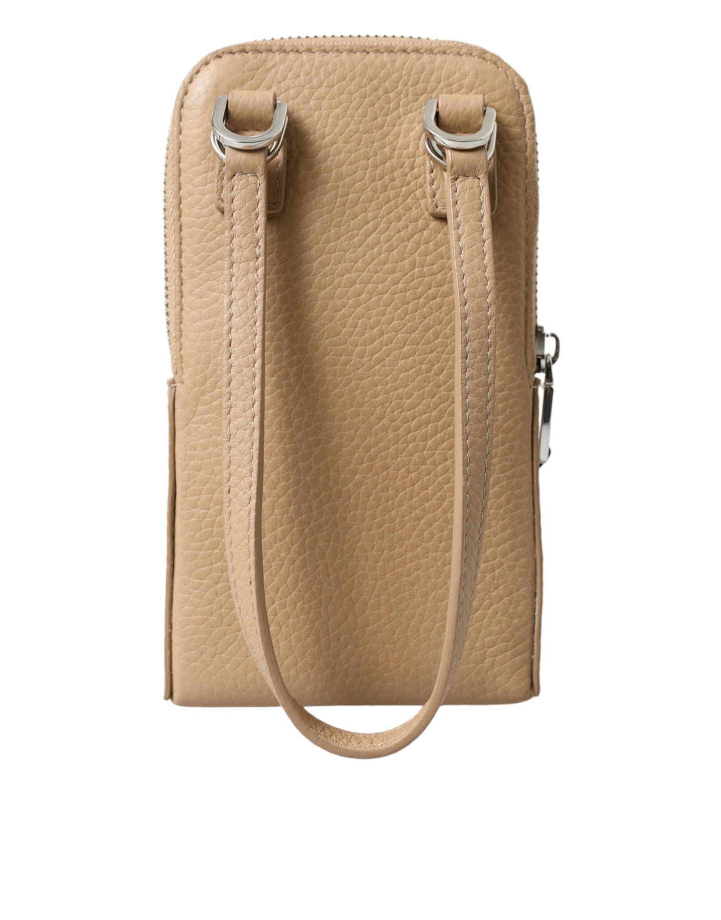 Dolce & Gabbana Elegante Beige Leder Crossbody Handytasche