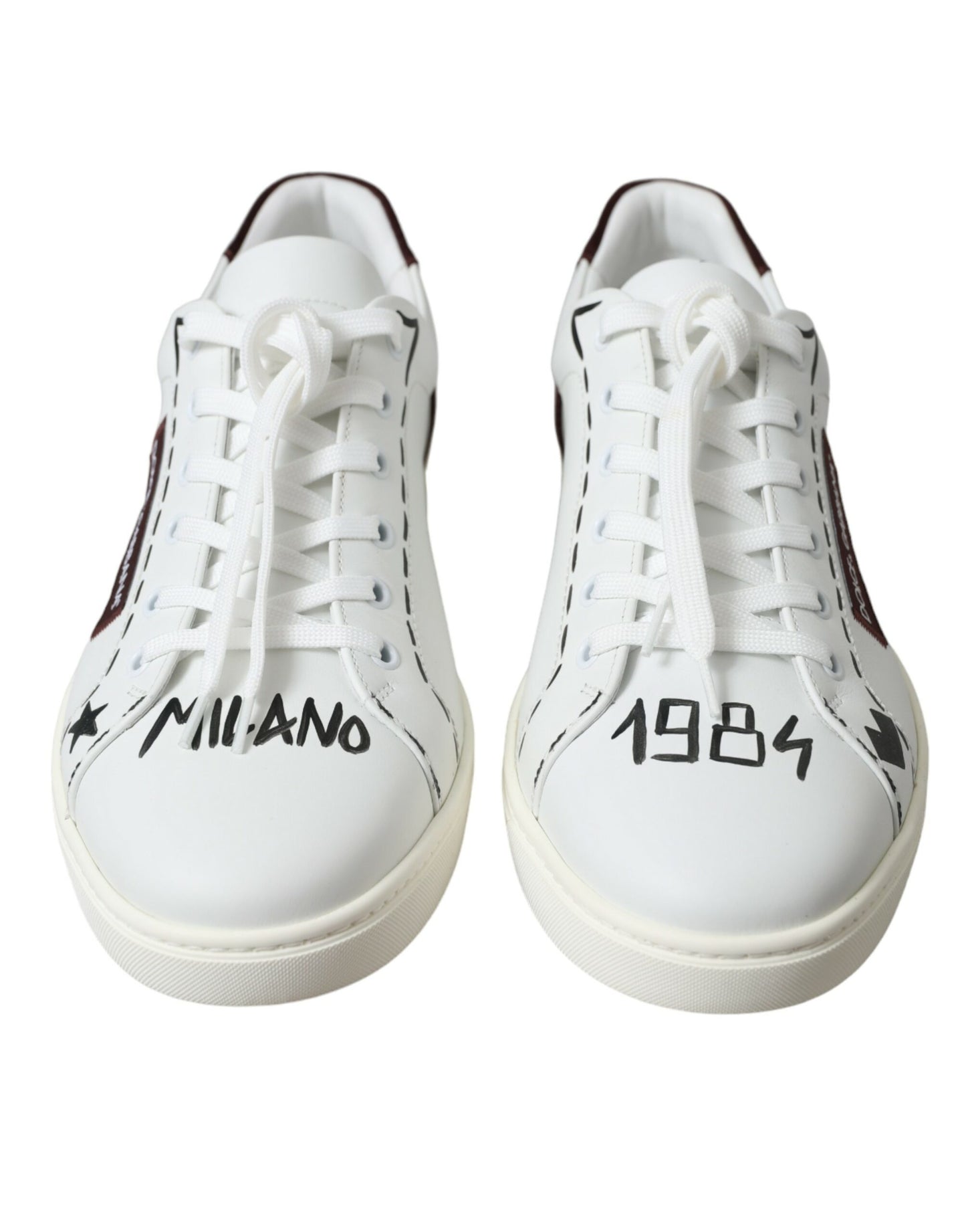 Dolce & Gabbana Exklusive Weiß Bordeaux Low Top Sneakers