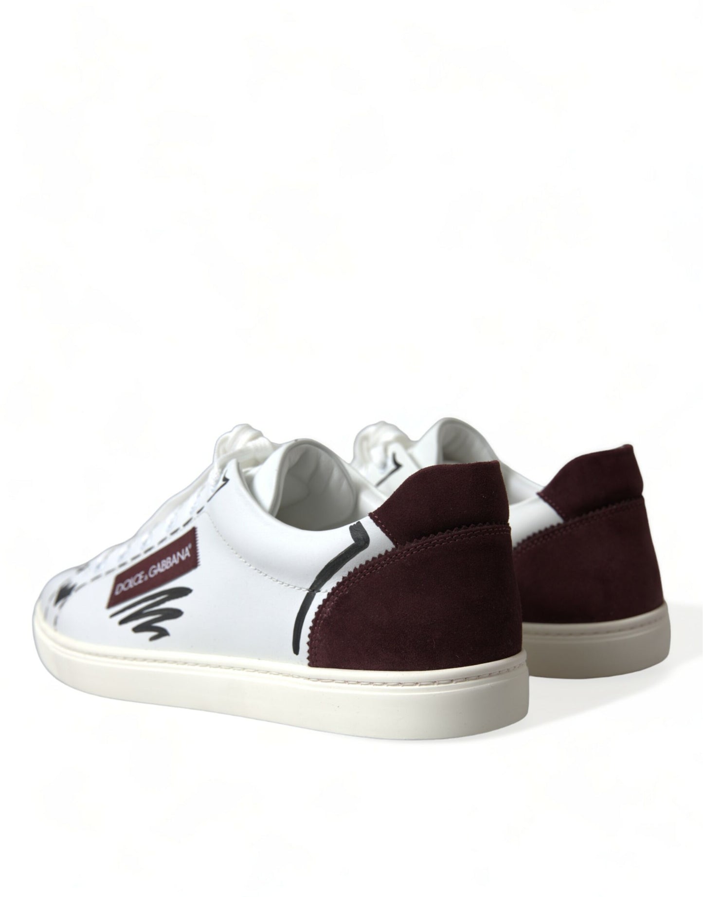 Dolce & Gabbana Exklusive Weiß Bordeaux Low Top Sneakers