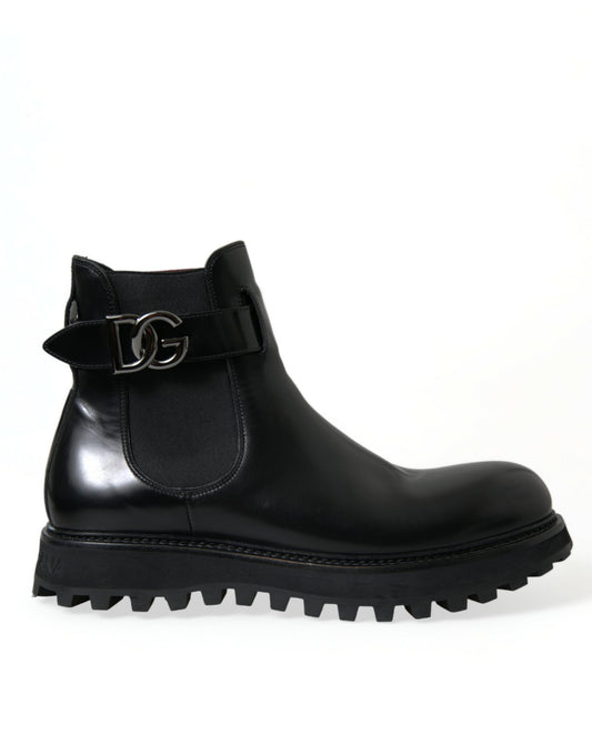 Dolce & Gabbana Elegante Chelsea-Stiefel aus schwarzem Kalbsleder