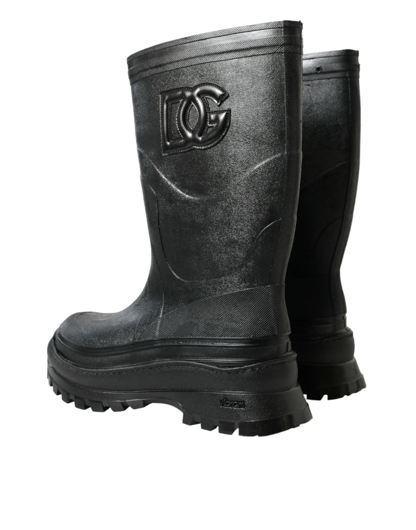 Dolce & Gabbana Elegante Metallic-Regenstiefel aus Gummi mit DG-Logo