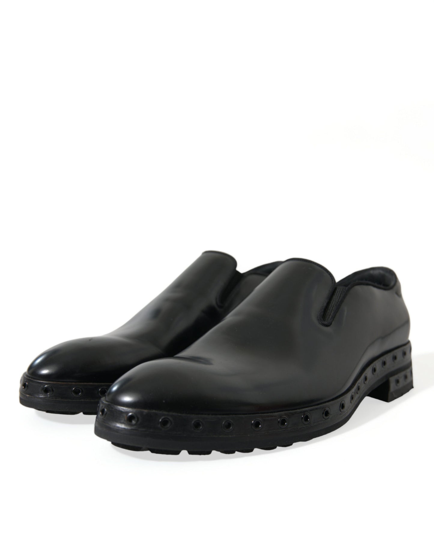 Dolce & Gabbana Elegante Nieten-Loafer aus schwarzem Leder