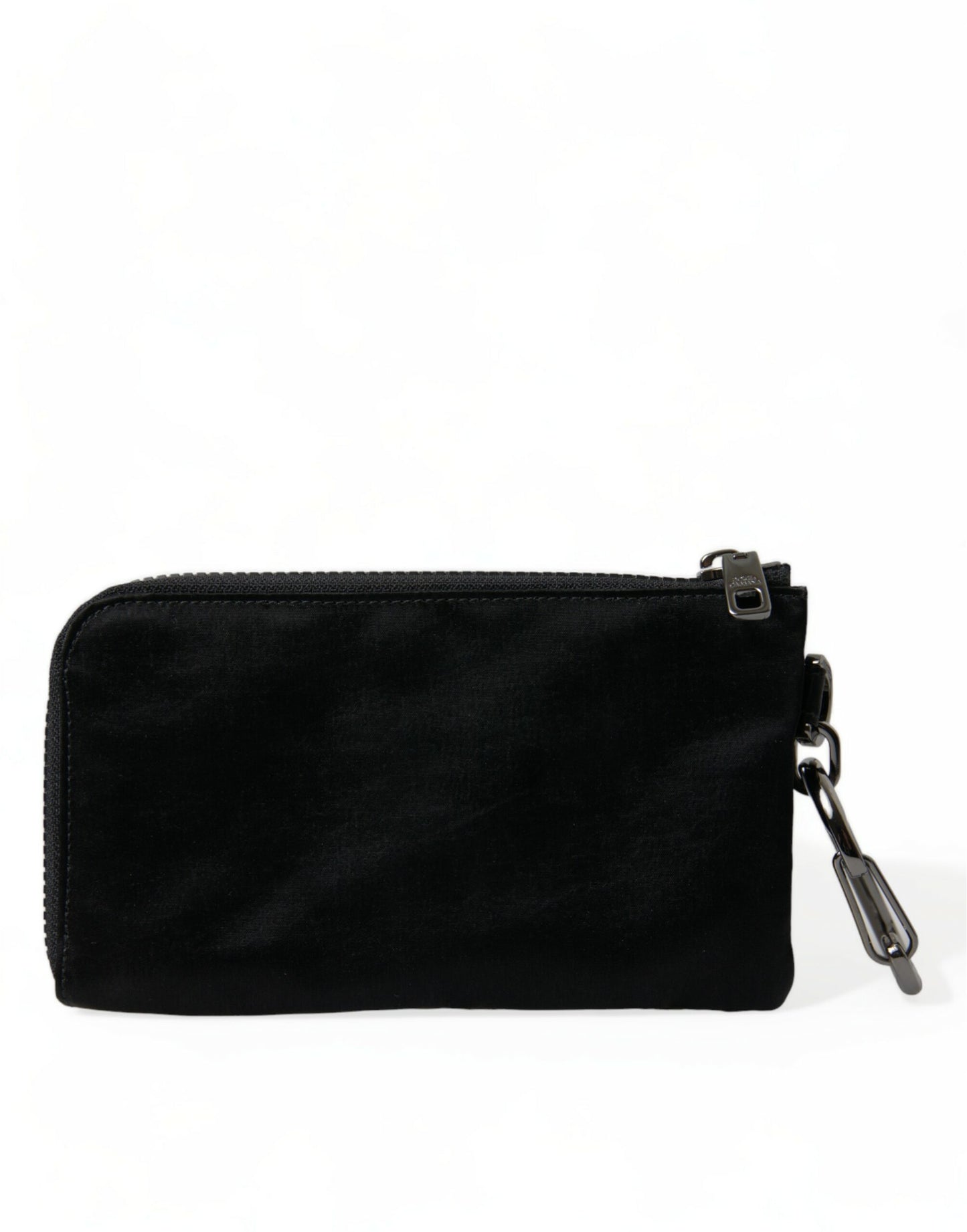 Dolce & Gabbana Elite Schwarzes Nylon & Leder Etui mit Logo Detail