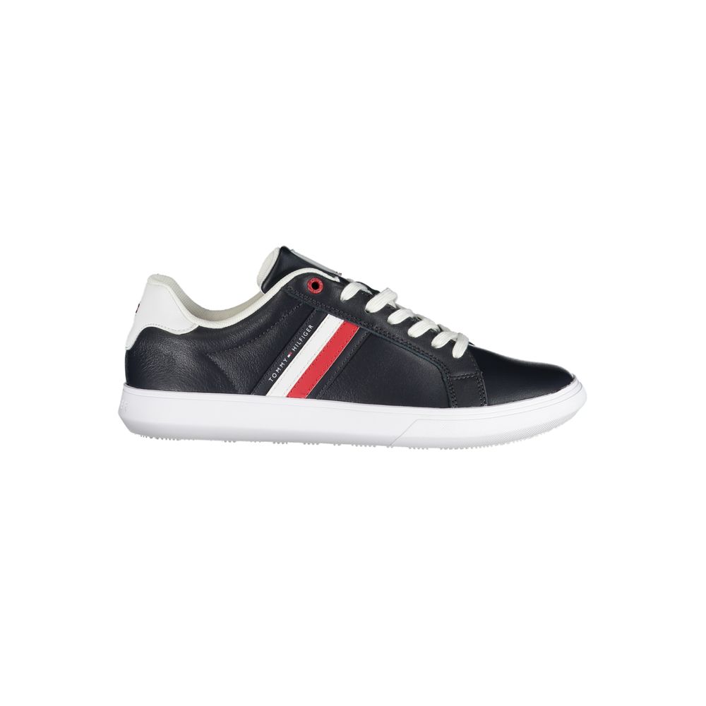 Tommy Hilfiger Schlichte blaue Schnürsenkel-Sneakers mit kontrastierenden Details