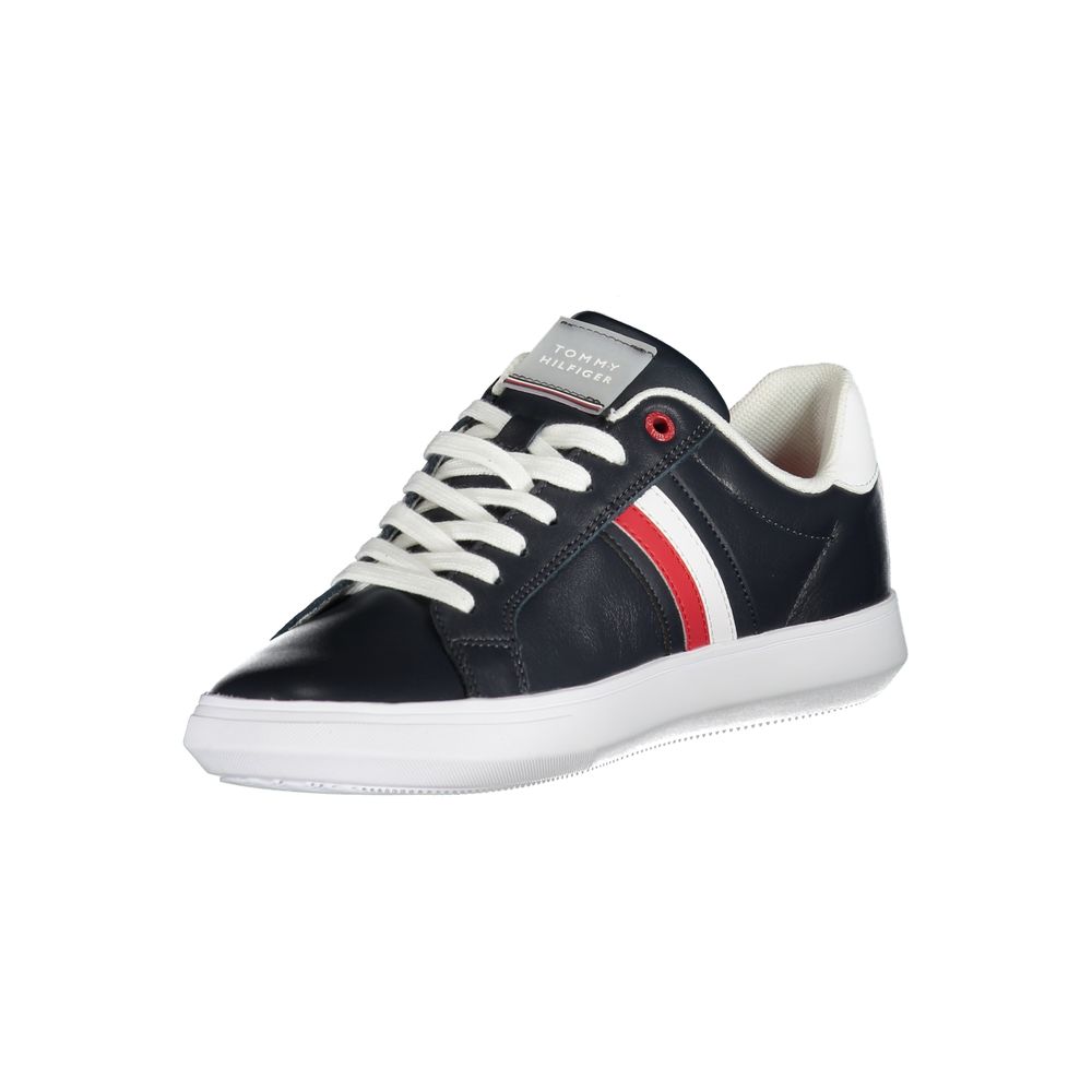 Tommy Hilfiger Schlichte blaue Schnürsenkel-Sneakers mit kontrastierenden Details