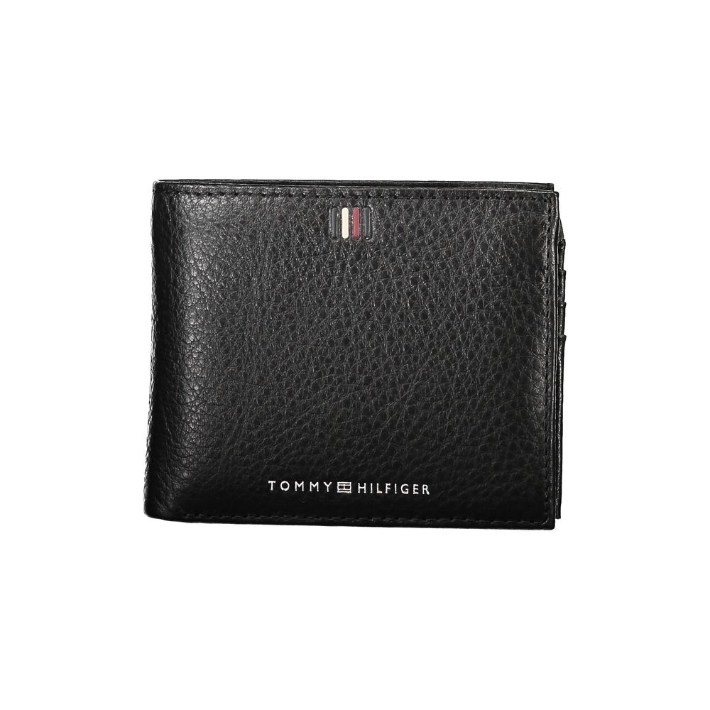 Tommy Hilfiger Elegantes Portemonnaie aus schwarzem Leder mit reichlich Stauraum