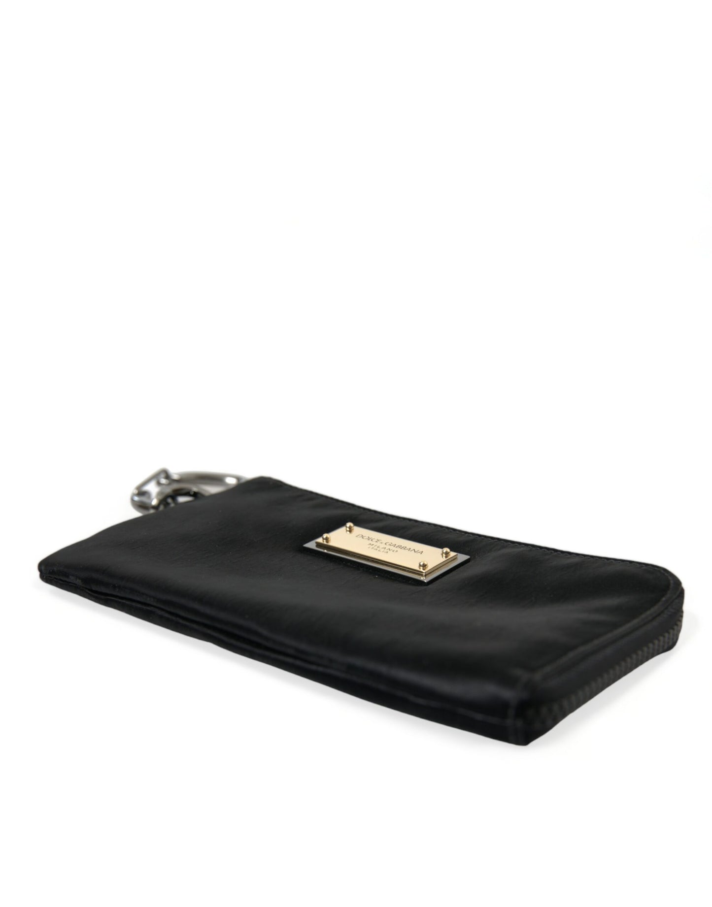 Dolce & Gabbana Elegantes Designer-Etui aus Nylon und Leder in Schwarz