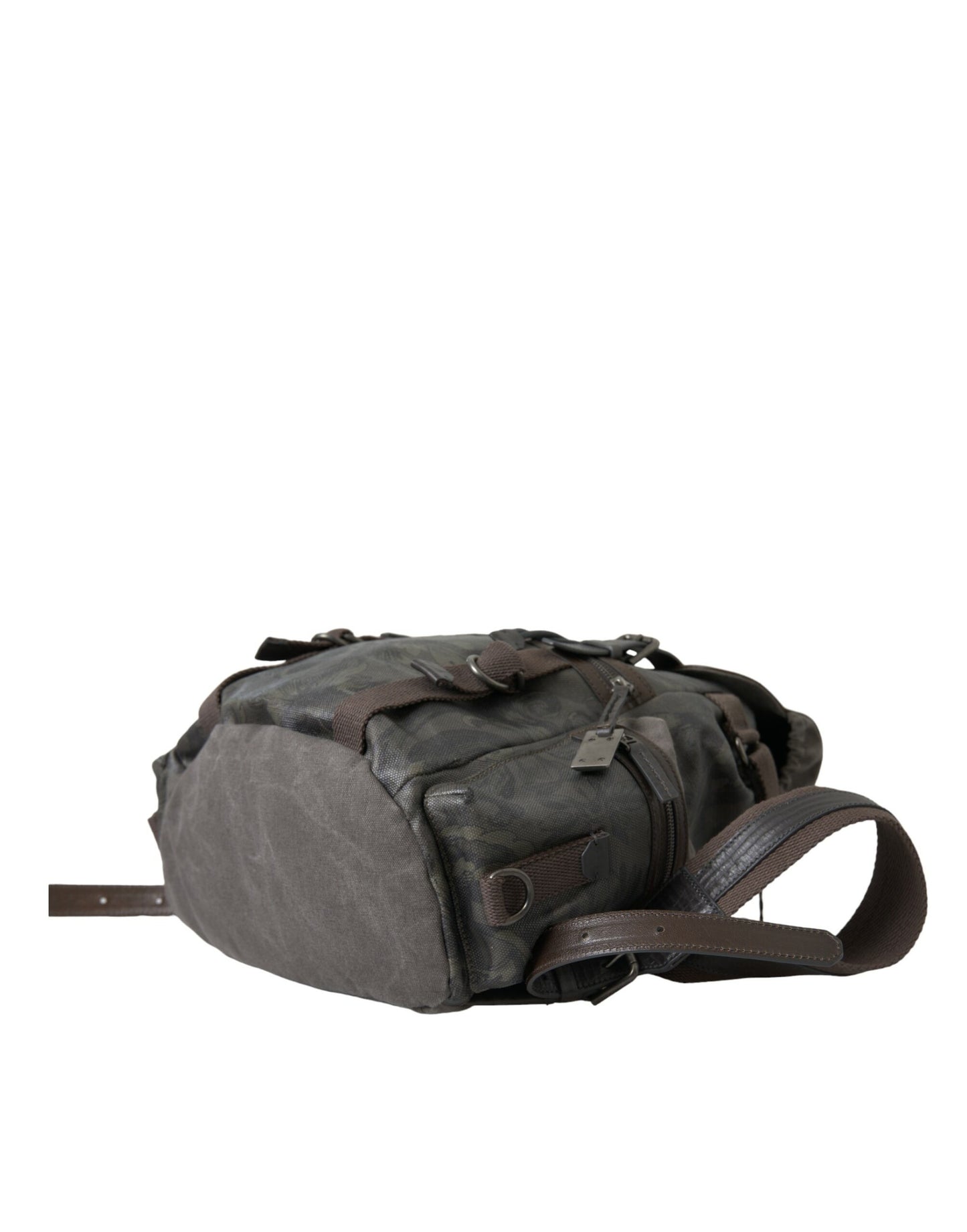 Dolce & Gabbana Eleganter Rucksack aus grünem Canvas und Leder