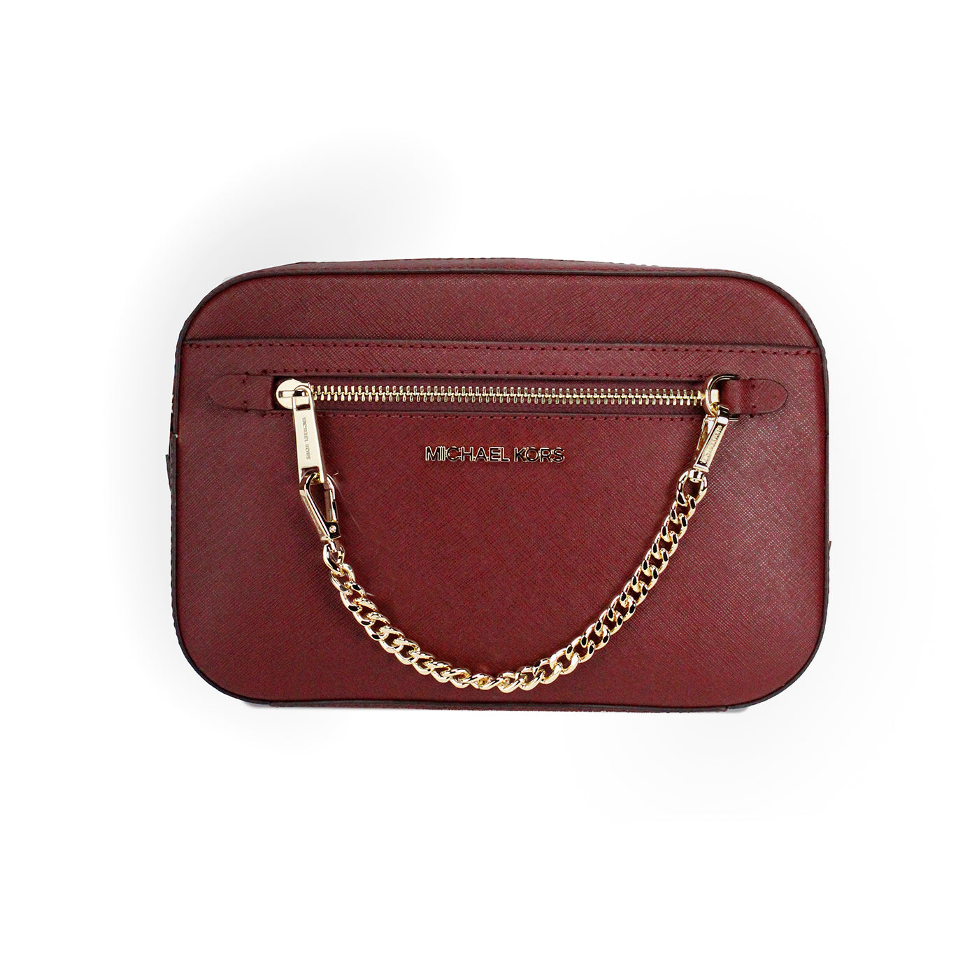 Michael Kors Jet Set East West Große Dark Cherry Leder Zip Kette Crossbody Tasche