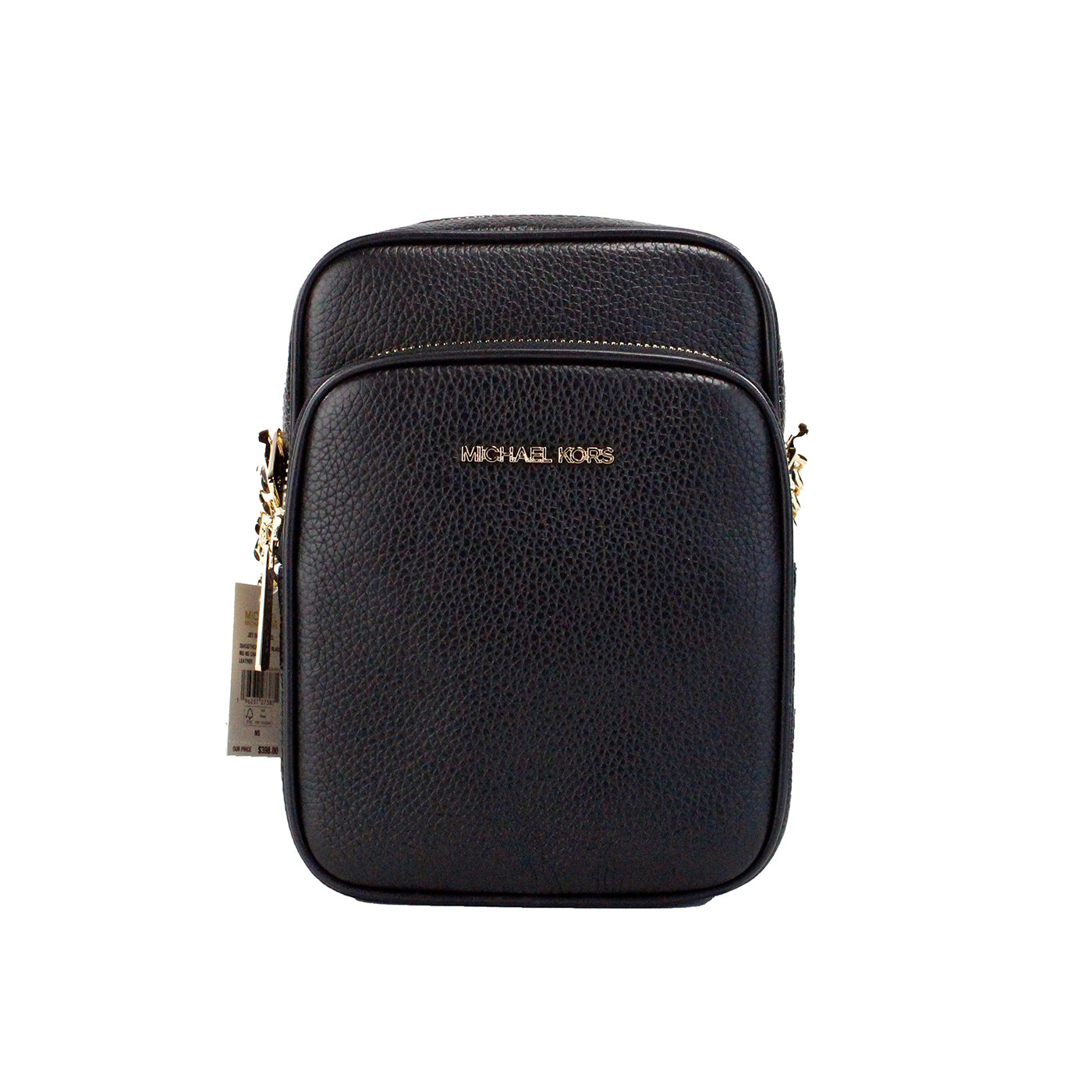 Michael Kors Flight Black Pebbled Leather North South Chain Crossbody Tasche