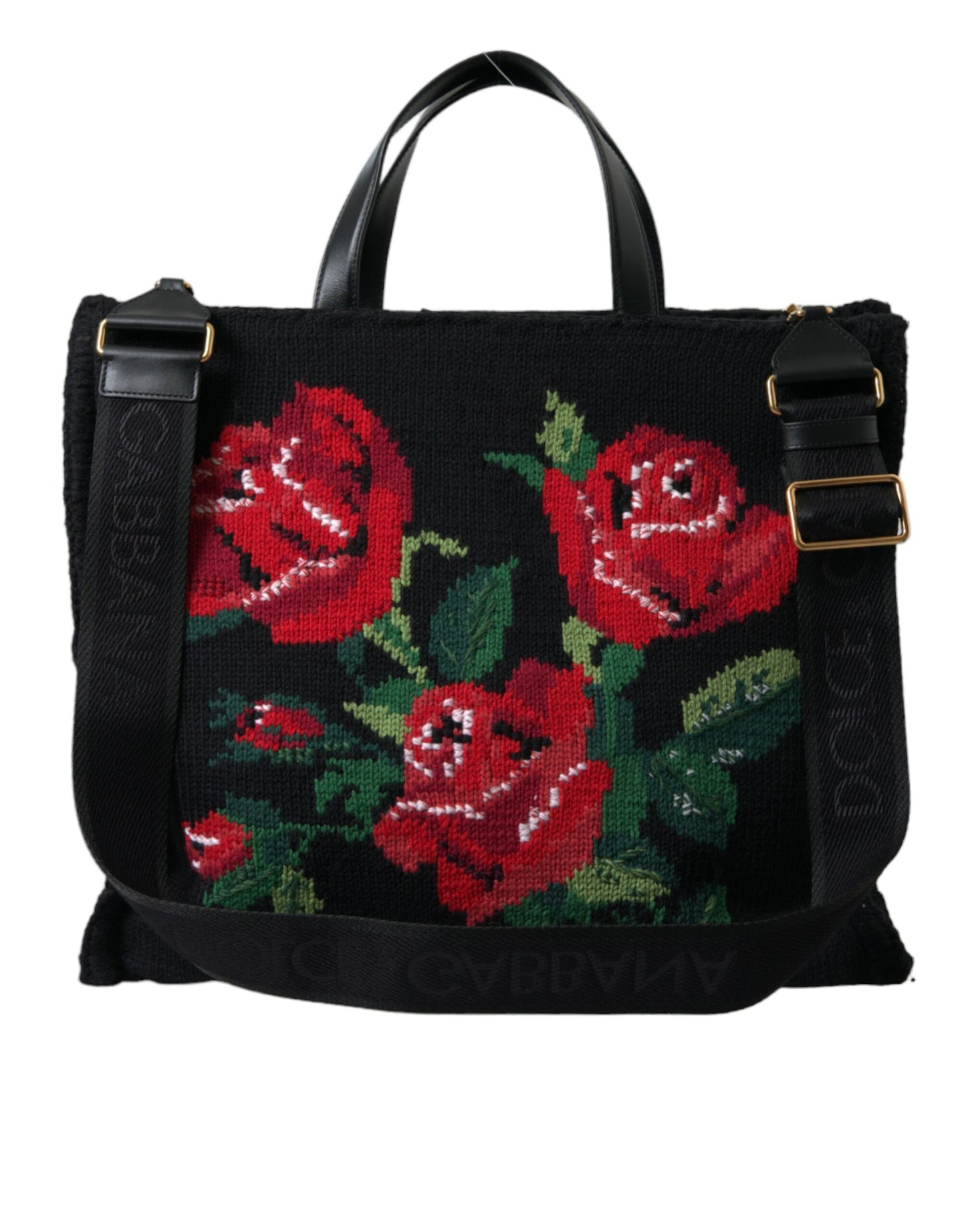 Dolce & Gabbana Schwarze Tote mit schicker Blumenstickerei