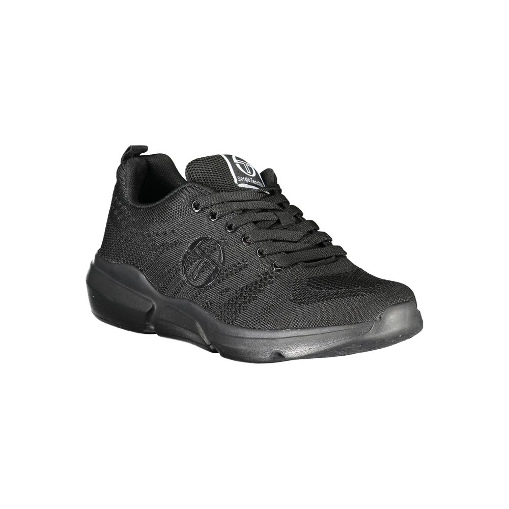 Sergio Tacchini Schlichte schwarze Schnürsenkel-Sneakers mit kontrastierender Verzierung