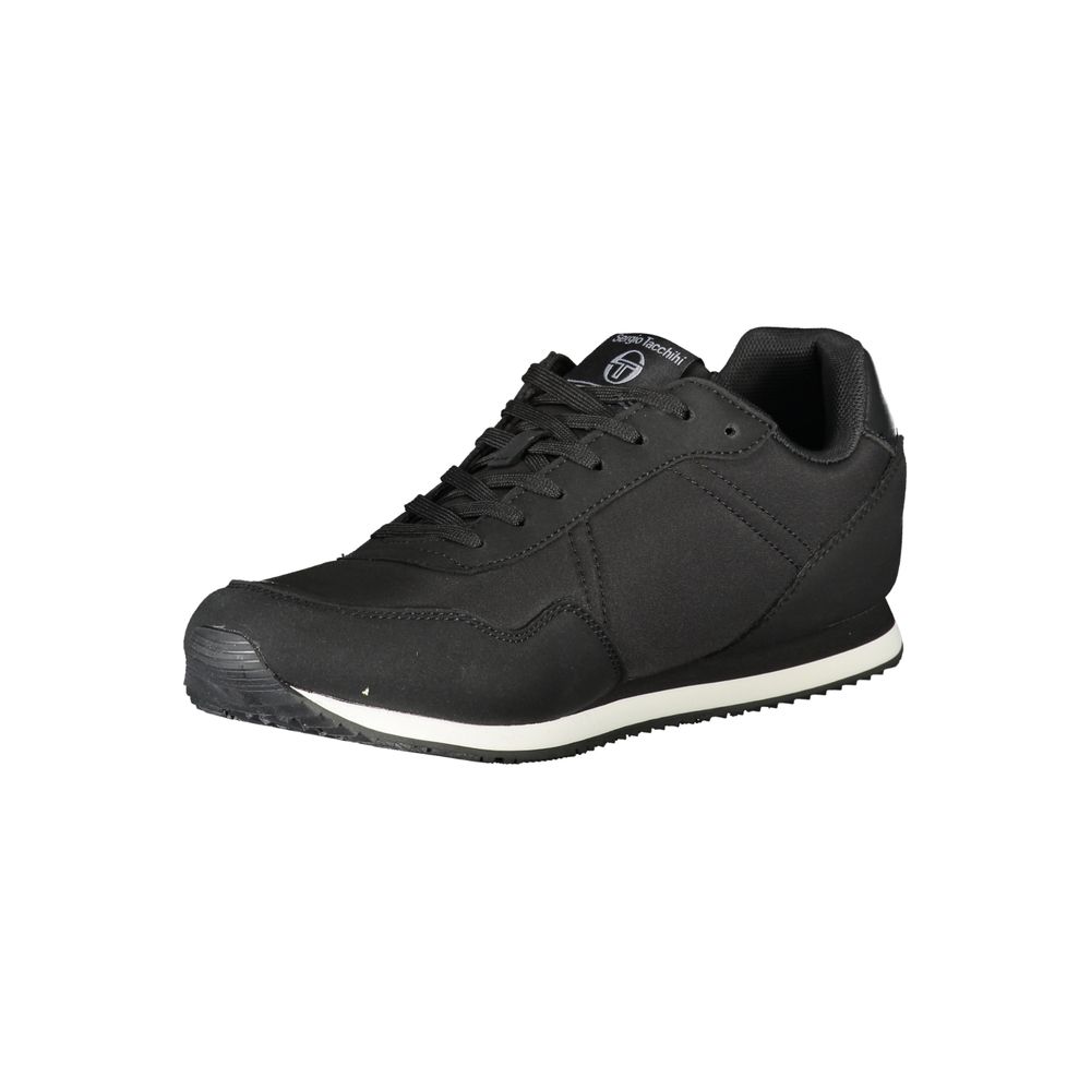 Sergio Tacchini Elegante schwarze bestickte Sneakers mit Schnürsenkeln