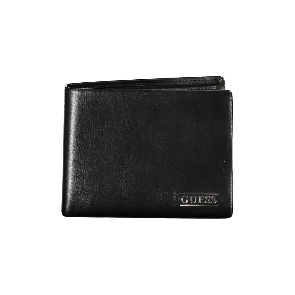 Guess Jeans Elegantes Schwarzes Leder Bifold Wallet