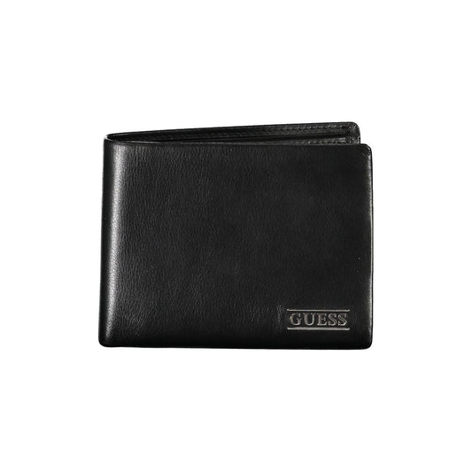 Guess Jeans Elegantes Schwarzes Leder Bifold Wallet